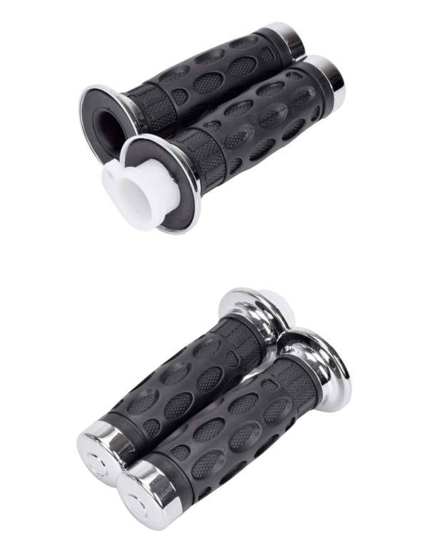 Handlebar Grips with Chrome Ends – Fits Roketa MC-04 Fiji 150