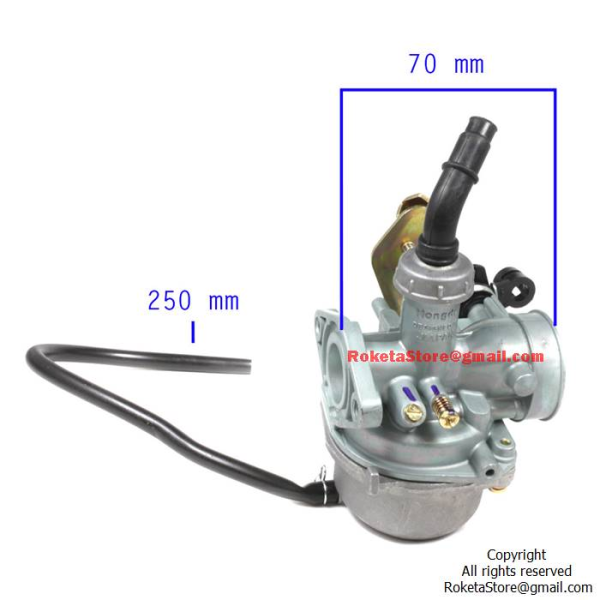 Carburetor with Cable Choke & Petcock – PZ19 19mm – Fits 50cc Bashan MC-114