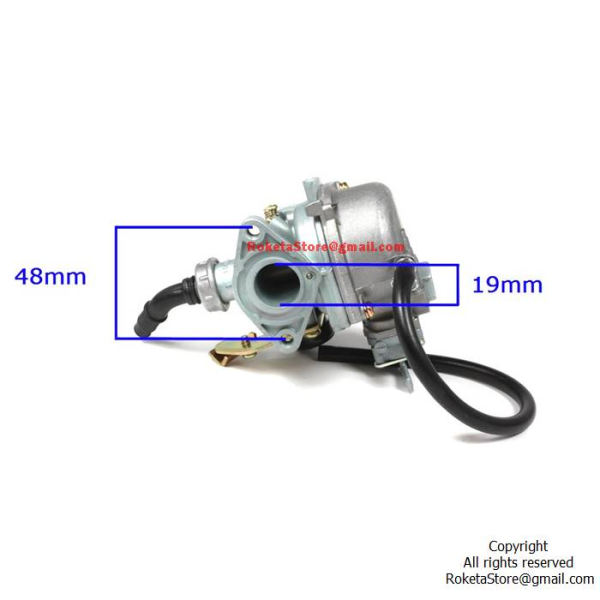Carburetor with Cable Choke & Petcock – PZ19 19mm – Fits 50cc Bashan MC-114