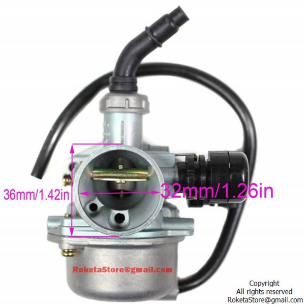 Carburetor with Manual Choke – PZ19 19mm – Fits 110cc ATV, Dirt Bike