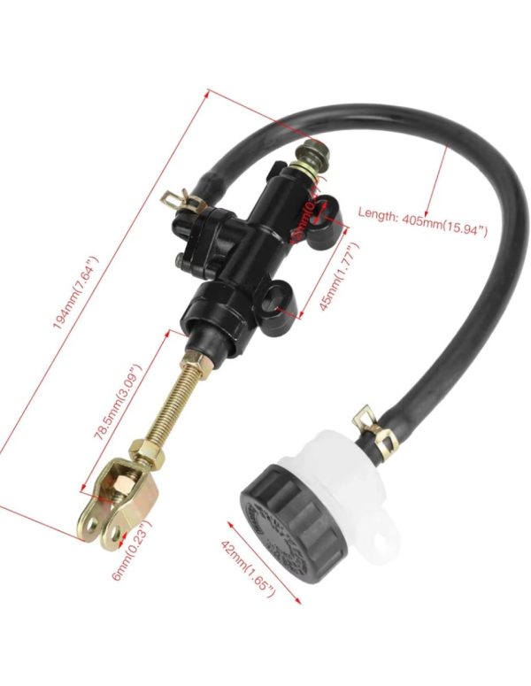 Rear Brake Master Cylinder – 405mm Hose – Fits ATV, Dirt Bike & Street Bike