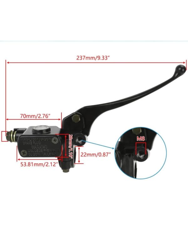 Front Brake Master Cylinder – M8 – Fits 50cc Scooter