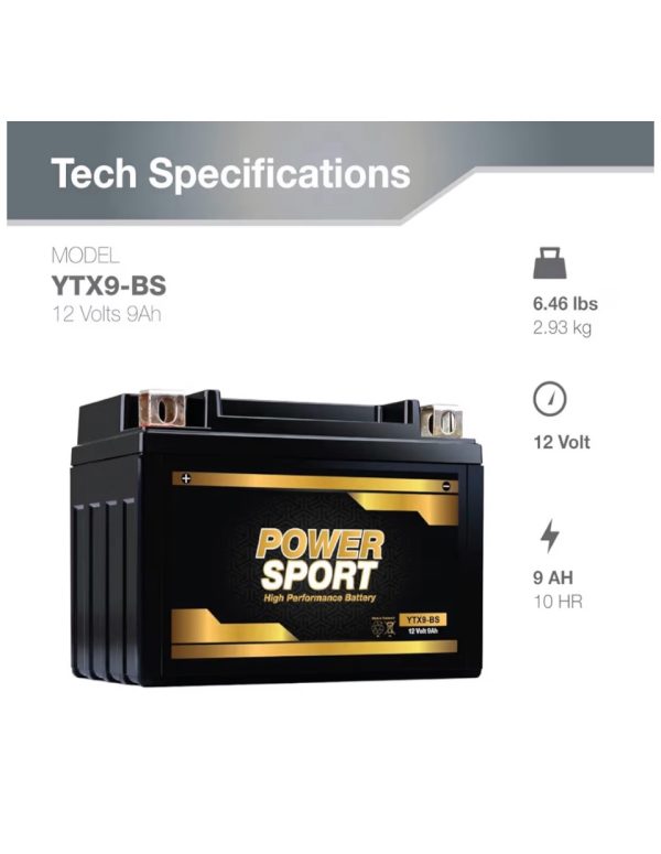 12V 9Ah Battery – YTX9-BS – Fits Roketa MC-54-250 & MC-13 Scooter
