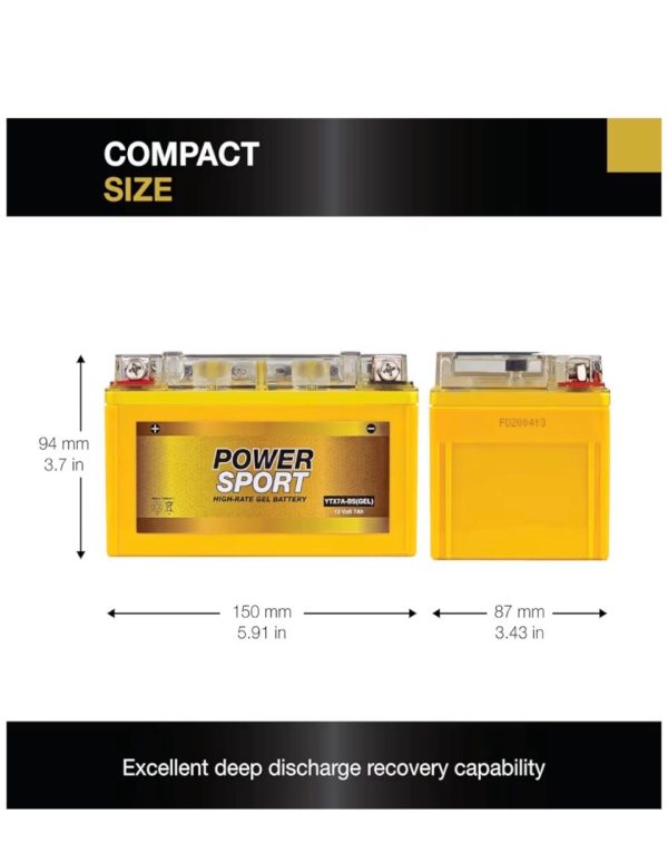 12V 7Ah Battery – YTX7A-BS – Fits Vitacci Roma 150 & Roketa MC-06 Scooter