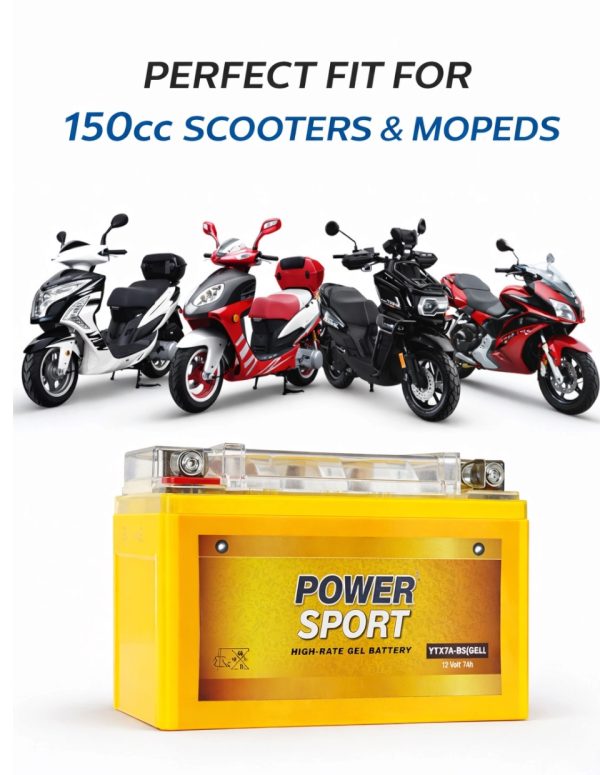 12V 7Ah Battery – YTX7A-BS – Fits Vitacci Roma 150 & Roketa MC-06 Scooter