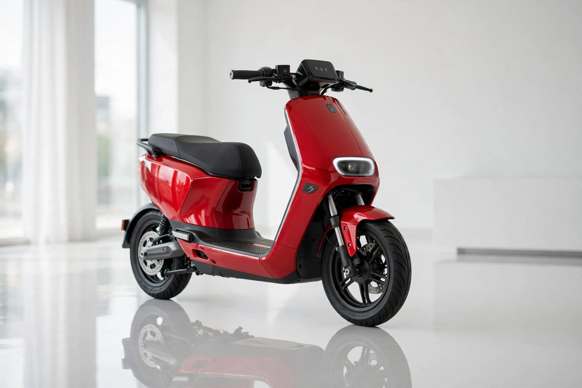Red scooter in showroom - ChinoMotoParts hero